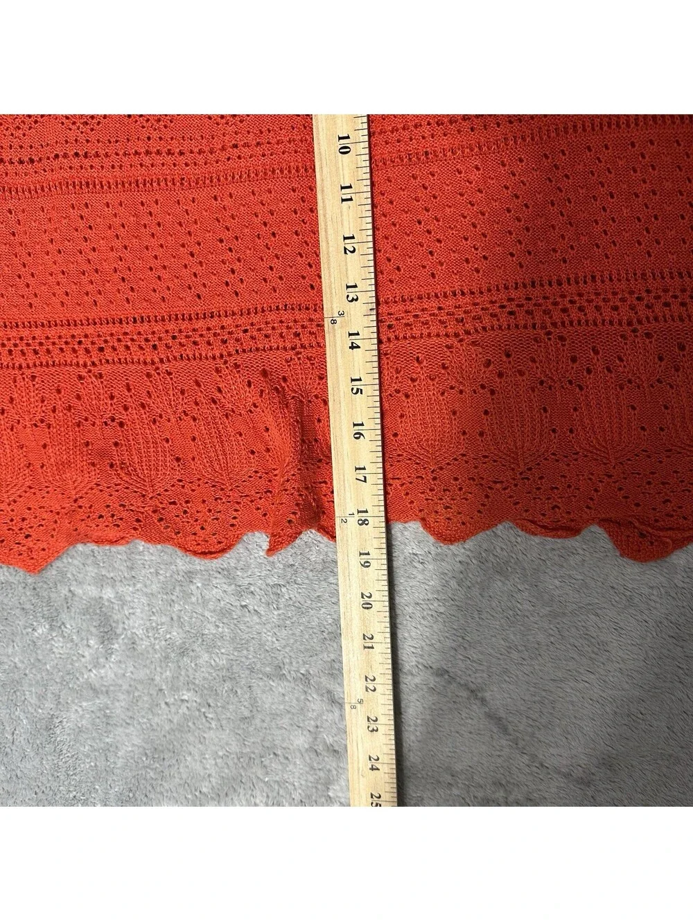 Free People Once Upon A Time Top Womens LG Orange Crochet Bell Sleeve Linen